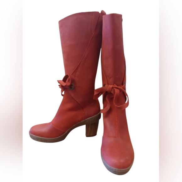 El Naturalista Red Leather Heeled Boots EUC Size36 - Picture 1 of 11